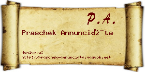 Praschek Annunciáta névjegykártya